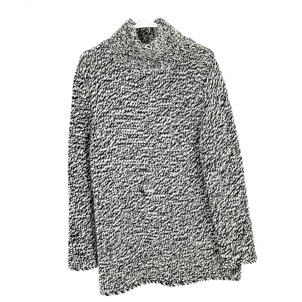 Rosanna Womens Med Wool & Angora Turtleneck Tunic Sweater Black and White
